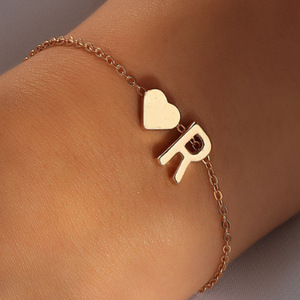 Venta caliente <span class=keywords><strong>oro</strong></span> joyería <span class=keywords><strong>pulsera</strong></span> colgantes encantos 26 letras en inglés corazón colgante <span class=keywords><strong>pulsera</strong></span> para mujer - Product Image 5