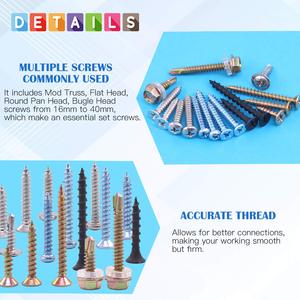 320 قطعة من البراغي ذاتية الحفر والبراغي ذاتية اللولبة المتنوعة، طقم مكون من 16 نوعًا مختلفًا - Product Image 4