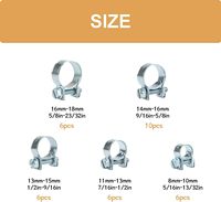 Kit d'assortiment de 34 colliers de serrage pour conduites d'injection de carburant, 5 tailles (8-18 mm), 1/4 ", 5/16 ", 3/8 ", pour applications automobiles