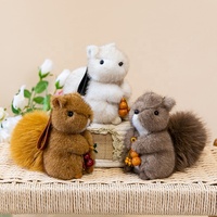 Vente en gros d'usine OEM ODM : Porte-clés en peluche réaliste (écureuil et lapin), pendentif animal en peluche doux pour cadeau d'enfant et anti-stress