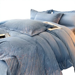 Parure de lit bébé en velours polaire bleu corail, ensemble de quatre pièces avec drap-housse, douce, épaisse et chaude pour la maison et la chambre - Product Image 1