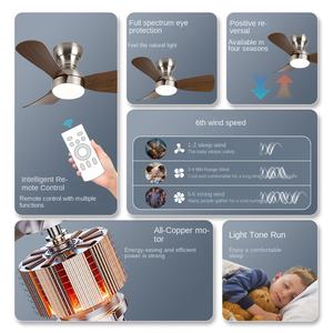 Ventilateur de plafond LED de conception professionnelle avec bois massif 5 pales moteur à courant alternatif à courant continu télécommande corps en verre extérieur pour une utilisation décorative - Product Image 3