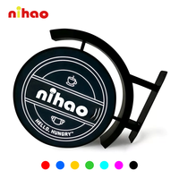 NIHAO Boîte à lumière ronde double face, boîte à lumière LED circulaire pour entreprise, type suspendu, cadre en aluminium, haute luminosité