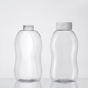 Botella de salsa de plástico transparente con tapa abatible de sellado por inducción a prueba de fugas, botella exprimible de PET de 660ml de boca ancha para pasta de ketchup - Product Image 2