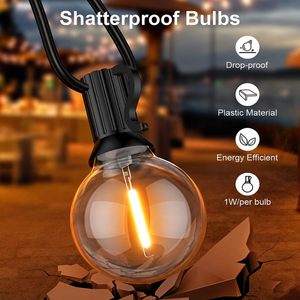 Guirlande lumineuse Globe avec ampoules LED incassables, étanche, pour extérieur, patio, jardin, fête, éclairage décoratif - Product Image 3