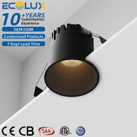 Ecolux CE ETL SAA Spot LED encastré moderne 5W 7W 10W 12W 240V pour intérieur, 3500K, en aluminium, anti-éblouissement, COB