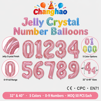Ballons Chiffres en Cristal Gelée Premium 32 et 40 Pouces, Emballage Exquis, Ballons Transparents en Aluminium pour Décoration de Fête d'Anniversaire