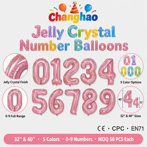 Ballons Chiffres en Cristal Gelée Premium 32 et 40 Pouces, Emballage Exquis, Ballons Transparents en Aluminium pour Décoration <span class=keywords><strong>de</strong></span> Fête d'Anniversaire - Product Image 2