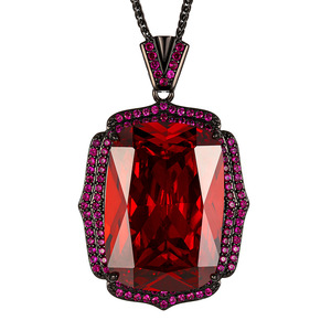 Gioielli di alta gamma, ecologici, in rame placcato <span class=keywords><strong>oro</strong></span> nero, grandi pendenti multicolori con zirconi da 20*28 mm per collane, accessori moda. - Product Image 1