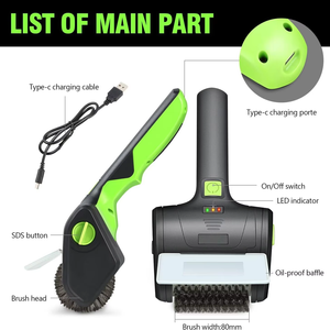 <span class=keywords><strong>Brosse</strong></span> de nettoyage pour barbecue électrique sans fil rechargeable avec fil en acier et manche en plastique pour utilisation en extérieur - Product Image 2
