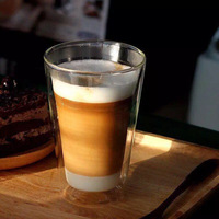 Ensemble de tasses à espresso en verre écologique à double paroi isolées, design moderne et luxueux, 400 ml, avec poignée, pour thé et café