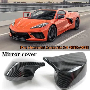 Une paire de coques de rétroviseurs latéraux pour Chevrolet Corvette C8 2020-2023, accessoires de voiture, aspect carbone noir brillant - Product Image 1