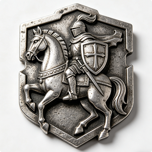 Escudo Medieval Personalizado en Aleación de Zinc con Relieve 3D, Forma de Escudo Plateado Antiguo para el Día del Padre o el Año Nuevo Chino - Product Image 5