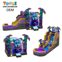 Tonle - Nouvelle conception - Série Léopard - Château gonflable avec toboggan aquatique à vendre