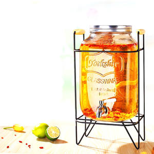 Vente en gros Bouteilles en verre vides transparentes pour boisson de 4L 8L pour jus de fruits Bouteille en verre avec robinet pour le café et le thé pressé par une motte de glace - Product Image 2