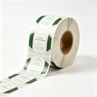 Étiquettes personnalisées écologiques recyclables en rouleau, brillantes, vert or, résistantes à l'huile et imperméables, en vinyle adhésif pour huiles essentielles et rouges à lèvres
