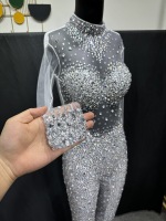 Clignotant Strass Spandex Sexy Club Femmes Anniversaire Discothèque Cristal Body Chanteur Danseur Spectacle Scène Combinaisons