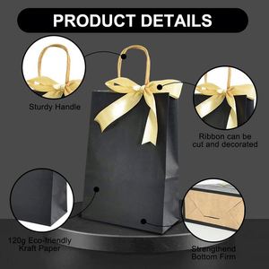 Exquisite Gift Wrapping Paper <b>Bag</b> Gift Paper <b>Bags</b> with Handles and Ribbon Party Favor Goodie <b>Bags</b> Kraft Paper Wedding Birthday - Product Image 3