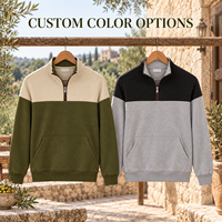 Sweat-shirt Homme Col Montant Zippé à Blocs de Couleurs Manches Longues Poche Kangourou Logo Personnalisé Commande en Gros OEM ODM