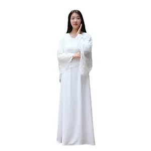 Abbigliamento femminile musulmano Dubai Abaya in bianco e nero due pezzi Islamic arabu Abaya