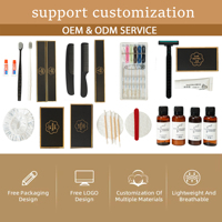 Ensemble d'articles de toilette personnalisables pour hôtel, boîte d'emballage de luxe avec brosse à dents, peigne, rasoir en PP et pantoufles d'hôtel avec logo personnalisé