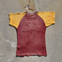 Maßgeschneidertes Raglan-T-Shirt mit Used-Look, Kettenstickerei, Slim Fit, Dickem Rippenkragen, Kurzarm, Herren Baumwoll-Oberteil