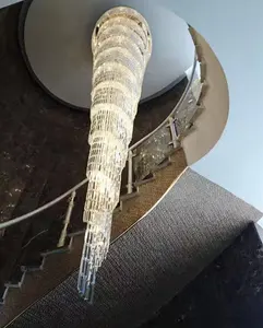 Lüks kristal uzun kolye lamba merdiven boşluğu avize