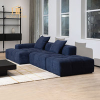 Cremefarbenes Breitsitz-Wolkensofa, Modernes L-förmiges Weiches Stoff-Ecksofa-Set für Villa, Wohnzimmer & Apartment