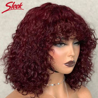 Perruque Cheveux Naturels Coupe Pixie Bouclée Courte Sans Lacet Bob 10 Pouces Mèches Brésiliennes