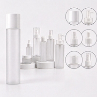 Ensemble de flacons cosmétiques givrés 1oz 2oz 4oz, flacon pompe pour lotion et sérum, pot à crème, bouchon argenté, logo personnalisé