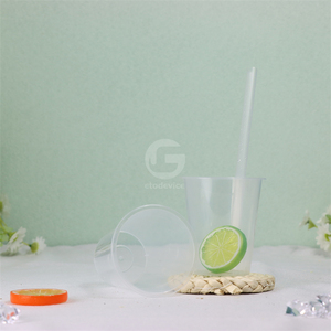 <b>Plastic</b> Flat-bottom <b>Cups</b> With Lids For Beverage Use PP <b>Plastic</b> Injection Material Ice <b>Drink</b> Containers - Product Image 3