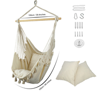 Fauteuil suspendu en macramé GodsWord avec pompons, fauteuil suspendu d'intérieur avec deux oreillers et une poche gratuits