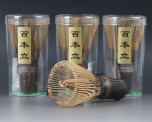 批发散装制造商为抹茶定制徽标日本短打蛋器紫色Chasen竹抹茶打蛋器
