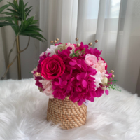 Lovebay Ge conserveerde Rozen Doos Paddenstoel Echte Bloemen in Bamboe Mandje Geïmmobiliseerde Bloemen Ge conserveerde Rozen voor Valentijnsdag Cadeau