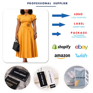 Vestidos <span class=keywords><strong>de</strong></span> Verano Modernos D3367 para <span class=keywords><strong>Mujer</strong></span>, Casuales, Cuello en V, Manga Corta, Corte en A, Vestido Elegante para Oficina, Estilo Africano - Product Image 3