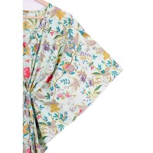 Kaftan en coton tissé à la main pour femme, imprimé indien élégant, style ample, tenue décontractée d'été, idéal pour se détendre au printemps - Product Image 3