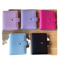 Carnet à spirales A7 en cuir PU marron macaron avec fermeture à bouton-pression et recharges A7