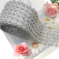 Argent 10 mètres rouleau maille coupe plastique strass maille coupe coudre sur maille garniture
