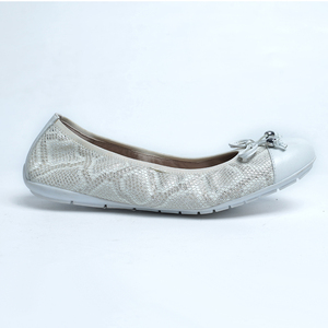 Zapatos Planos <span class=keywords><strong>de</strong></span> Ballet Plegables con Punta Redonda y Lazo <span class=keywords><strong>de</strong></span> Cuero Blanco para Mujer - Product Image 4