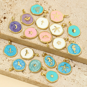 Fashion Ocean <strong>Cross</strong> Diy Jewelry Accessories 18k <strong>Gold</strong> Plated Star Crescent Seahorse Cat Claw Necklace <strong>Pendant</strong> - Product Image 1