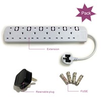 Barre d'alimentation UK Smart 6 prises ca de haute qualité, marque de sécurité UKCA, câble d'extension de prise UK pour mur