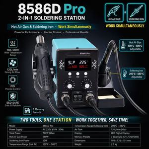 Station de soudage ESD 2 en 1 8586D Pro 700W, station de retravaillage SMD, pistolet à air chaud, outils de réparation de soudage, <span class=keywords><strong>fer</strong></span> à <span class=keywords><strong>souder</strong></span> - Product Image 1