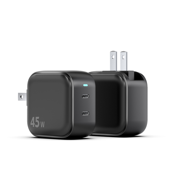 Dual Type-C Wall Charger 45W PD GAN Universal Mini Wall USB Charger