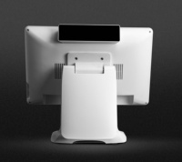 Terminal de point de vente de bureau avec écran tactile principal de 15,6 pouces, double écran en option, ports COM RJ45 USB, couleur noir et blanc pour caisse de supermarché