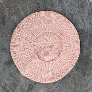 قبعة نسائية قطنية منسوجة بنمط صلب مع لؤلؤ ، قبعة إسلامي إسلامي كلاسيكي ناعم ، أبيض وردي أسود ، قبعة كحلي رفيعة للربيع والشتاء - Product Image 6