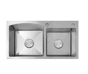 Lavello da <span class=keywords><strong>cucina</strong></span> fatto a mano in acciaio inossidabile <span class=keywords><strong>doppia</strong></span> ciotola Nano sottomontaggio <span class=keywords><strong>vasca</strong></span> rettangolare con un foro nuovo Design - Product Image 5