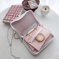 Organisateur de bijoux en tweed de luxe personnalisé à feuilles mobiles, élégant coffret de voyage