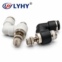 Vanne de régulation pneumatique rotative LYHY en plastique et métal avec filetage mâle 4/6/8/10/12mm 1/4 3/8 1/2 5/16 – Contrôleur de vitesse pneumatique