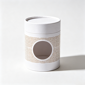 OEM Cylinder Cardboard <b>Box</b> With Visible Window Custom Design For Coffee Bean Brand <b>Packing</b> Shop Display Use - Product Image 3