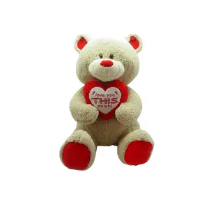 고품질 사용자 정의 만든 박제 테디 베어 100% 폴리 에스테르 심장 모양의 베개 발렌타인 소프트 컴포트 장난감